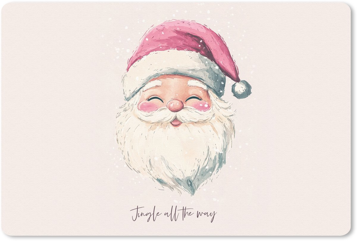 Muismat 27x18 cm - Mousepad Kerstman - Kerst - Quote - Beige - Muismatten