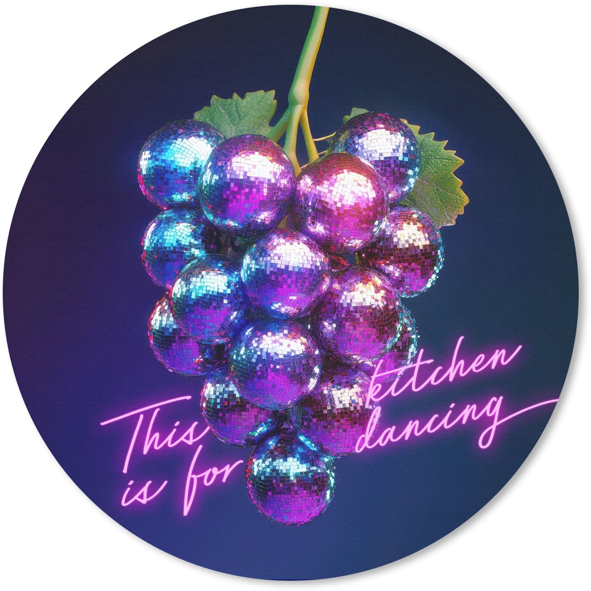 Muismat rond 50x50 cm - Mousepad Quote - Neon - Disco - Druiven - Ronde muismatten