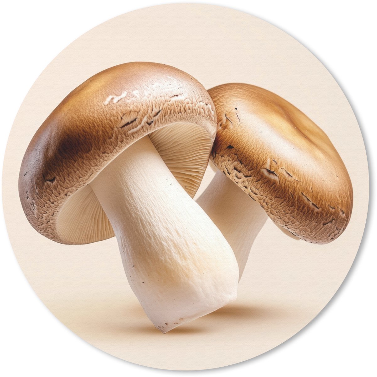 Muismat rond 20x20 cm - Mousepad Champignons - Zacht - Beige - Ronde muismatten