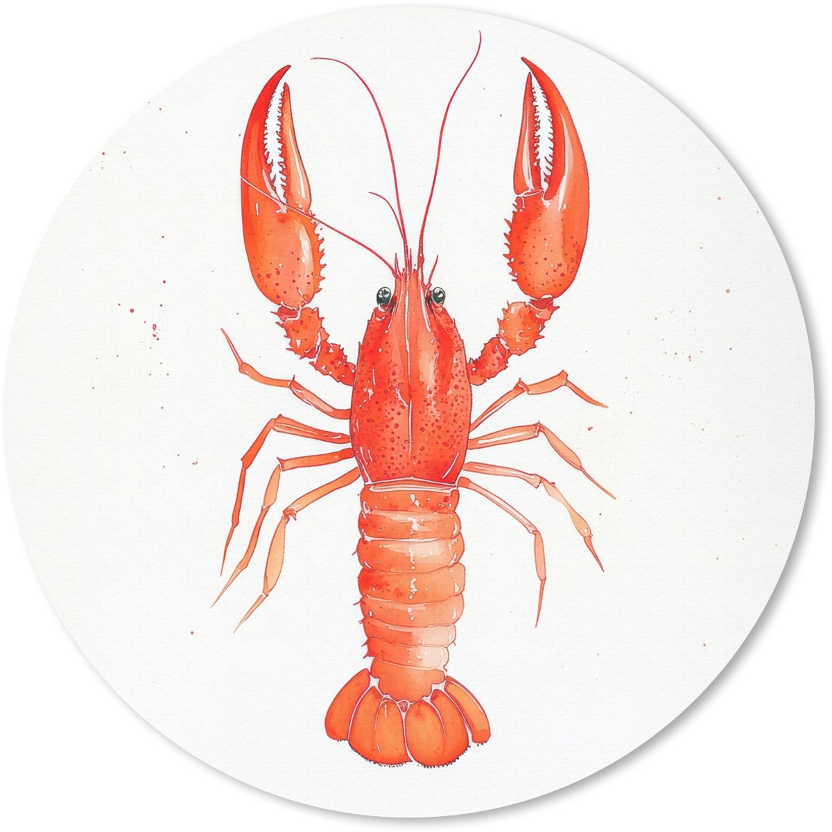Muismat rond 30x30 cm - Mousepad Kreeft - Waterverf - Aquarel - Oranje - Ronde muismatten