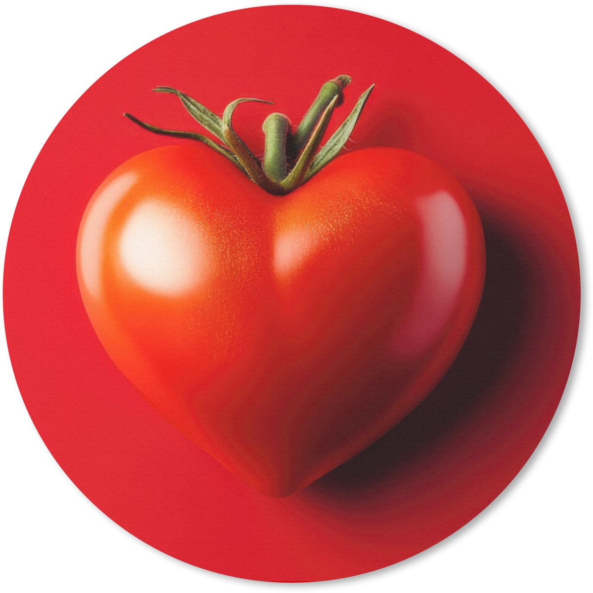 Muismat rond 40x40 cm - Mousepad Tomaat - Rood - Hart - Ronde muismatten