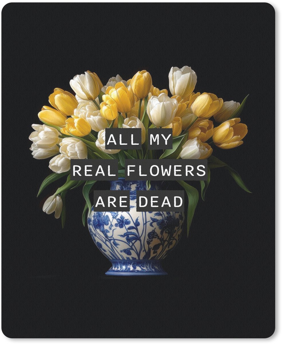 Muismat 19x23 cm - Mousepad Quotes - Bloem - Tulp - Geel - Muismatten