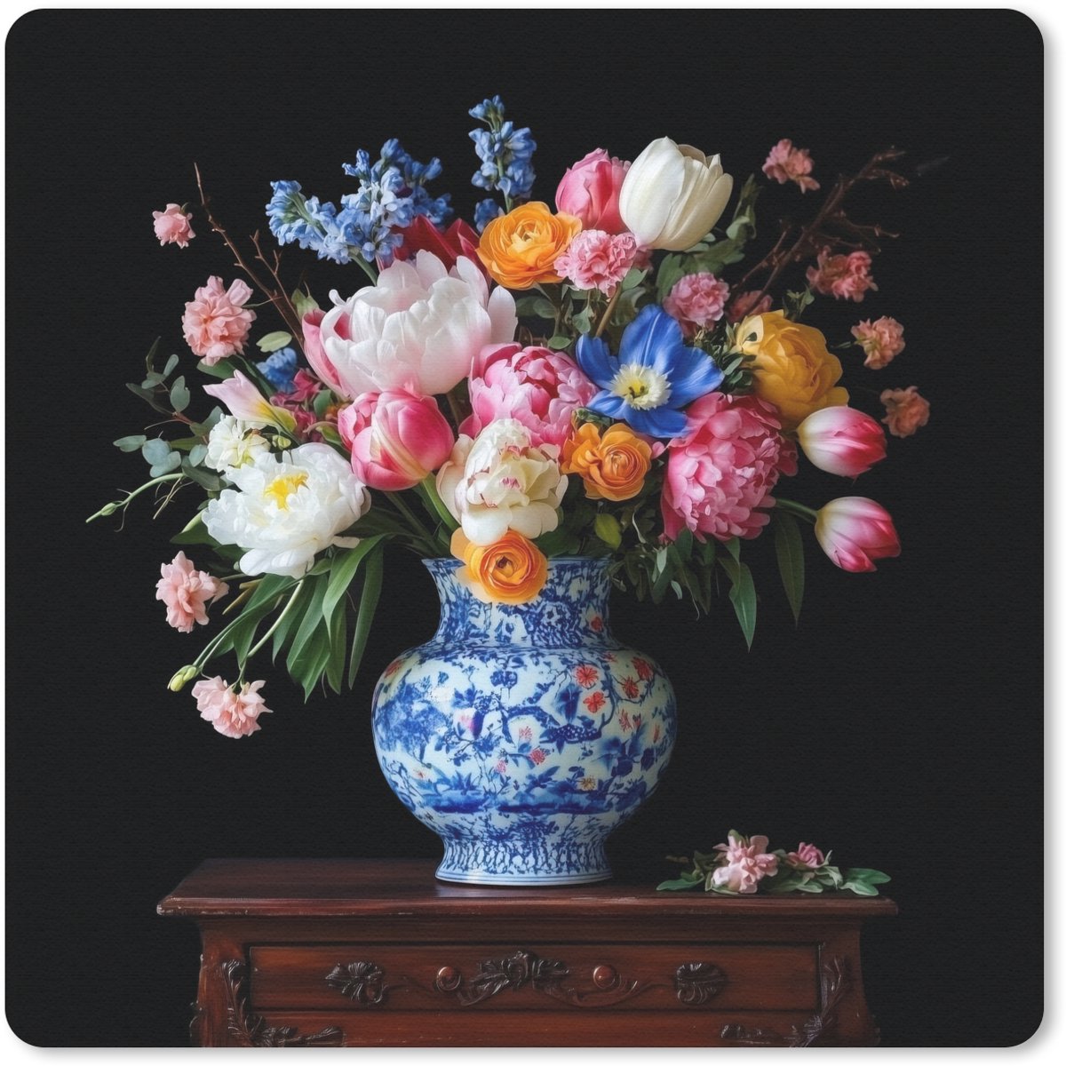 Muismat 30x30 cm - Mousepad Rozen - Bloemen - Vaas - Boeket - Muismatten