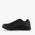 Zwarte Skechers veterschoen, leren look, met vetersluiting en dikke zool.