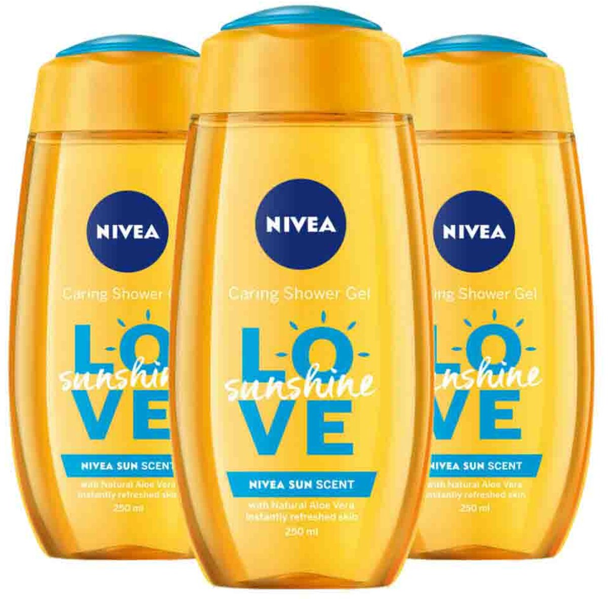 NIVEA Douchegel Love Sunshine - 3 x 250 ml - Voordeelverpakking
