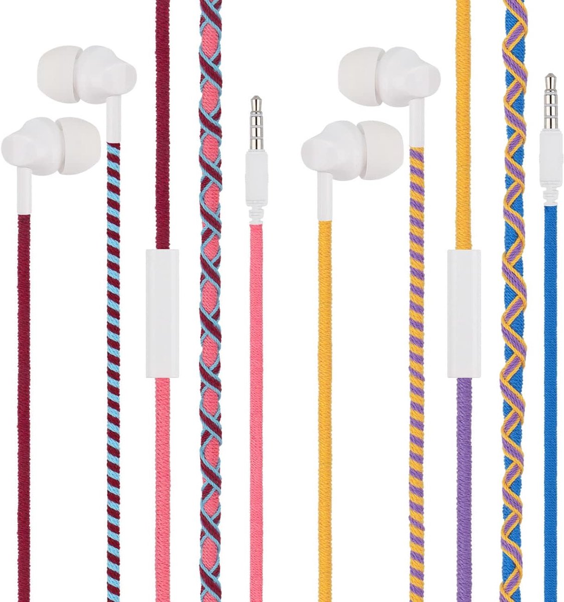 2 Stuks In-Ear Oordopjes met Microfoon - Ruisonderdrukkend Geluid en Gevlochten Snoer voor Kinderen