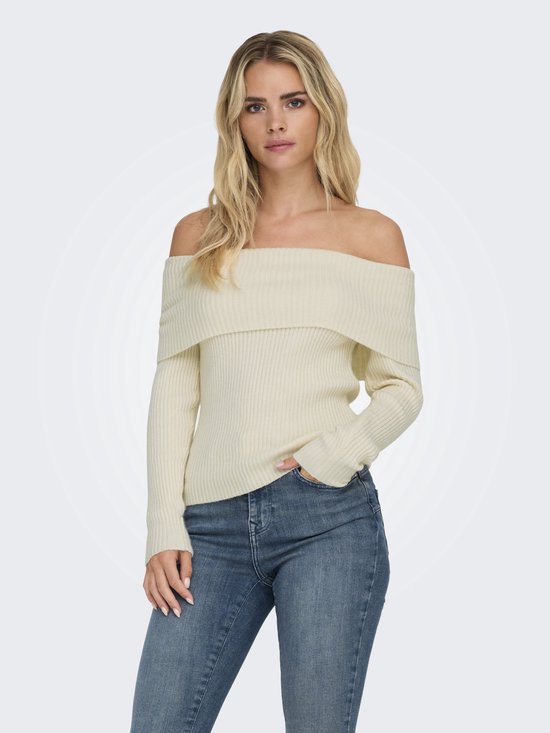 ONLY ONLKATIA LS OFF SHOULDER KNT NOOS Dames Trui - Whitecap Gray Melange