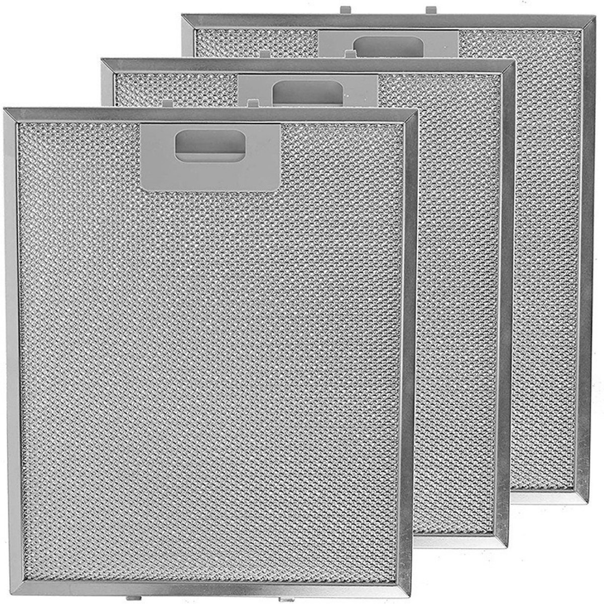 JustValue Afzuigkap Metaalfilter Set - 3 Stuks - 310 x 250 x 9 MM - Vetfilter Rooster - Universeel - Zilverkleurig