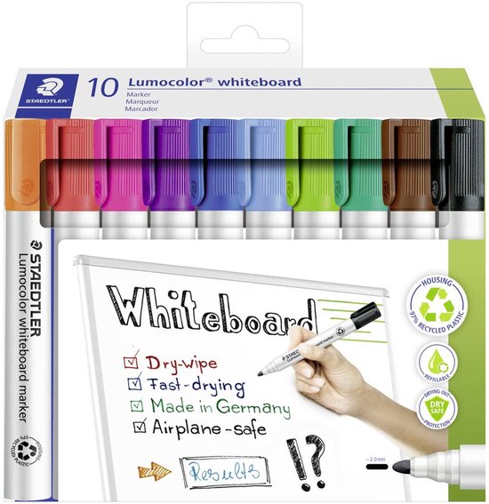 STAEDTLER 351 LUMOCOLOR Whiteboard Marker Assorted Chisel Tip Wallet Of 4 - View #12