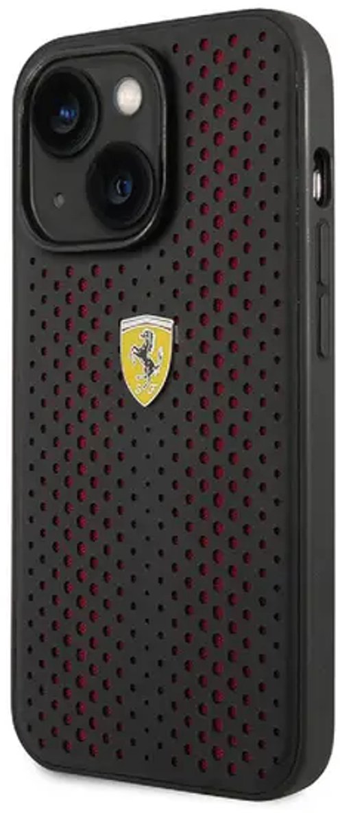 Ferrari Perforated Back Case - Geschikt voor Apple iPhone 14 Plus (6.7") - Zwart/Rood