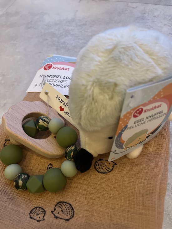 Maminobaby.nl | Egel | Baby geschenkset | Handmade bijtring | Kraamcadeu | Babyshower — afbeelding 2