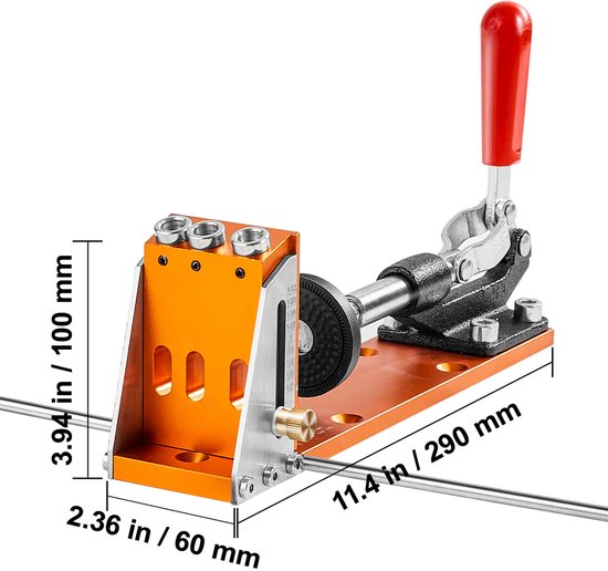 Pocket Hole Jig Kit, 34-delig met 11-inch C-Klem, Jig, Trapboor, Schroevendraaiers, Boorstopringen, Vierkante Aandrijfbits, Gereedschapskoffer voor Doe-Het-Zelf Timmerprojecten van WORKPRO — afbeelding 5