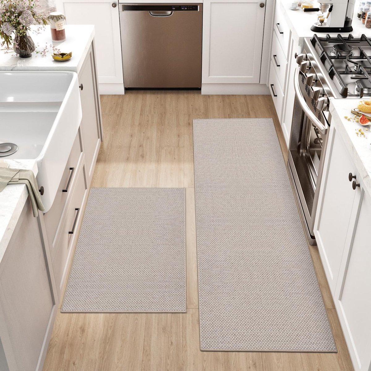 Ibenzoa® Antislip Keukenmatten Set van 2 - Wasbare Tapijten voor Keuken en Woonruimte