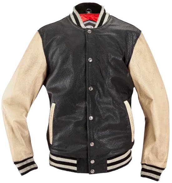 HolyFreedom Varsity College Zwart Wit Leather Jacket - Maat XL - Jas