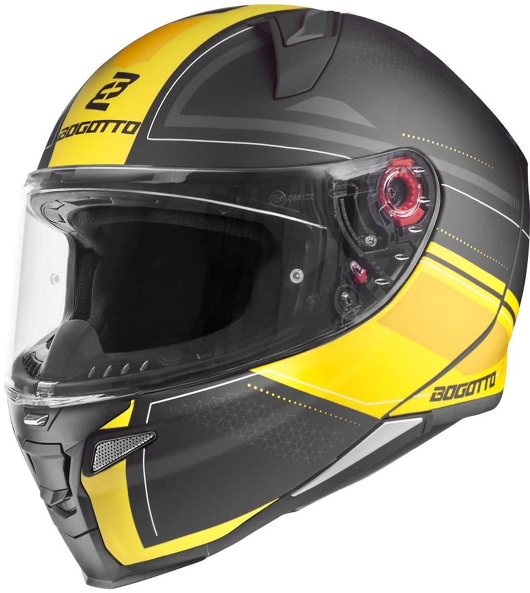Bogotto FF110 Cinder Mat Zwart Geel Integraalhelm - Maat S - Helm