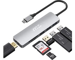 MC 6 in 1 Docking Station Laptop – USB C Docking Station – USB Splitter – 1x 4K HDMI- 3x USB – 2x SD kaart lezer