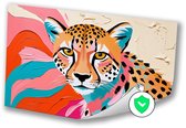 Kleurrijke abstracte cheetah ontwerp - Cheetah muurdecoratie - Poster dieren - Pop Art - Wanddecoratie klassiek - Woonkamer accessoires - poster 120x80 cm