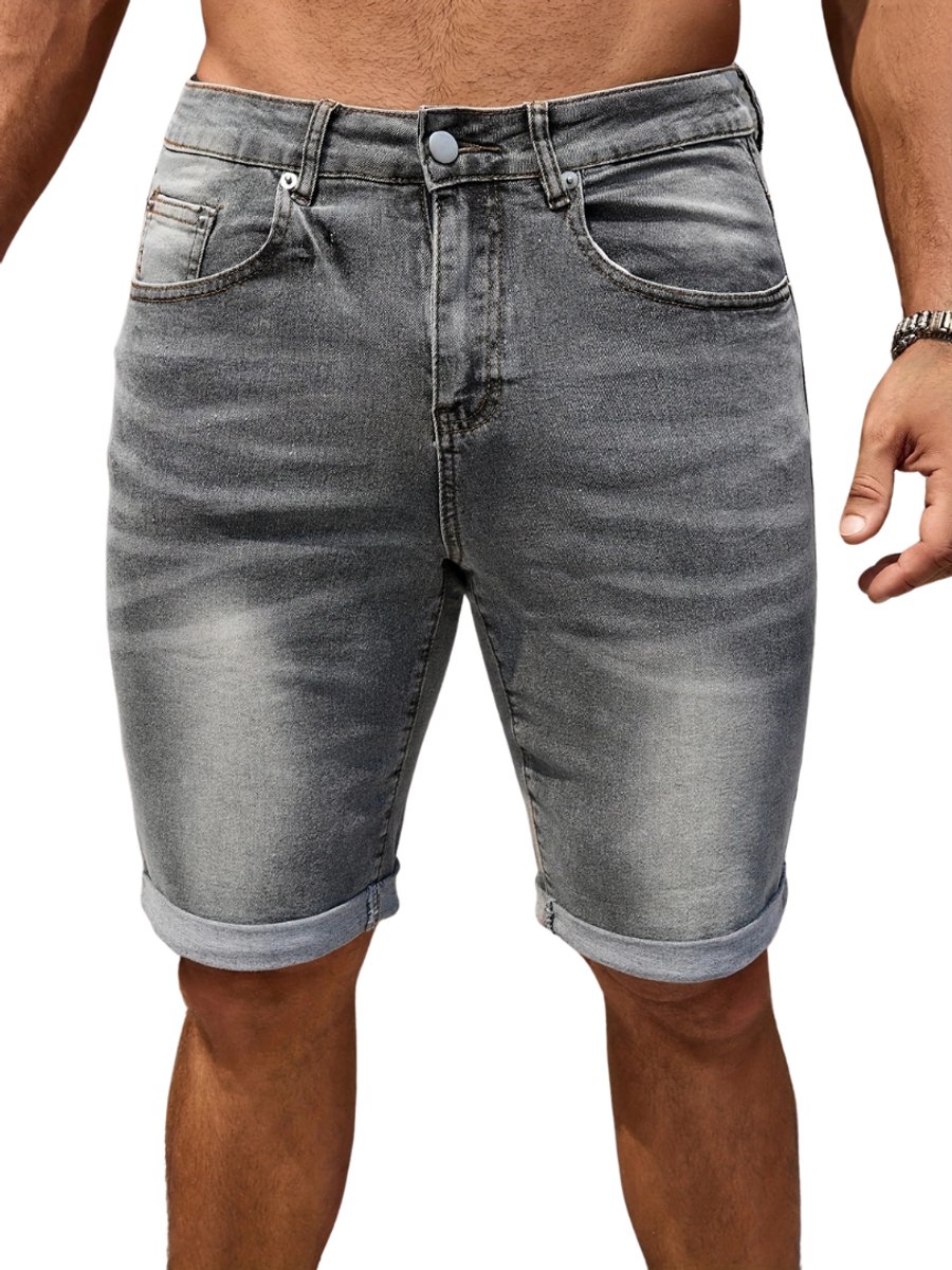 Bovista Korte Broek Heren Spijkerbroek met Zakken Volwassenen Jongens Shorts Grijs