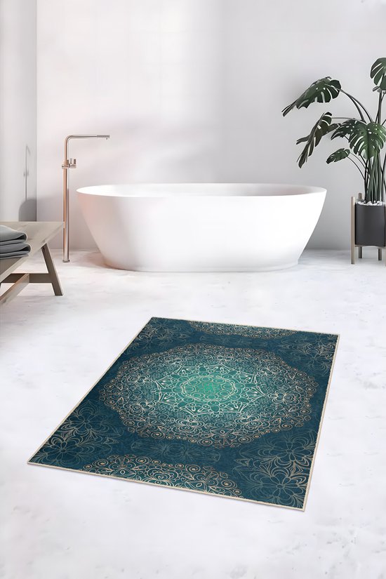 De Groen Home Badmat 80x120 - HARMONIE COLLECTIE Mandala edition - Zachte wc mat - Toiletmat - Badkamermat voor badkamer - Badmatten