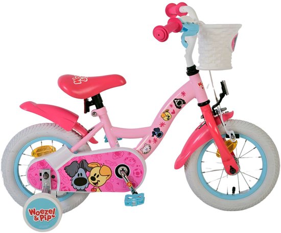 Woezel & Pip Kinderfiets - Meisjes - 12 inch - Roze + gratis kleurboek van Merkloos — afbeelding 2
