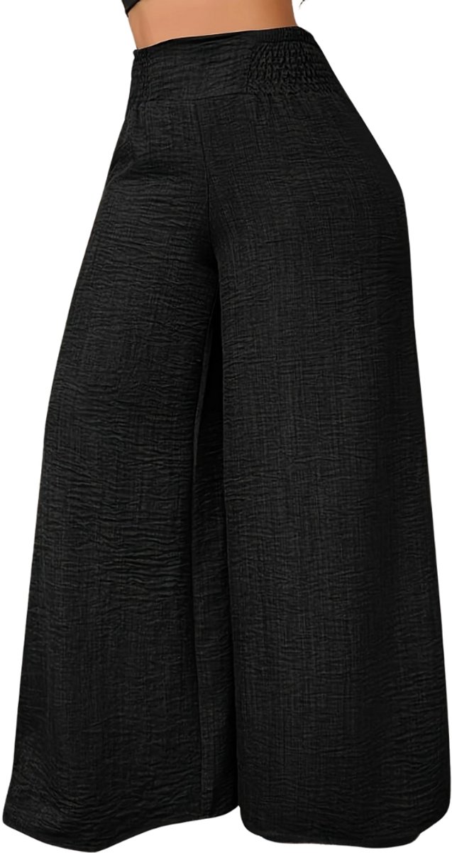 Nivard Linnen Broek Dames Zomerbroek Volwassenen Lange Broek Pantalon Strandbroek Zomer Ibiza Stijl Zwart