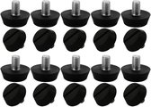 ZVD Lot de 20 patins de meubles M6 - Angles réglables pour Chaises et Canapés (10 x 20 mm, Zwart)