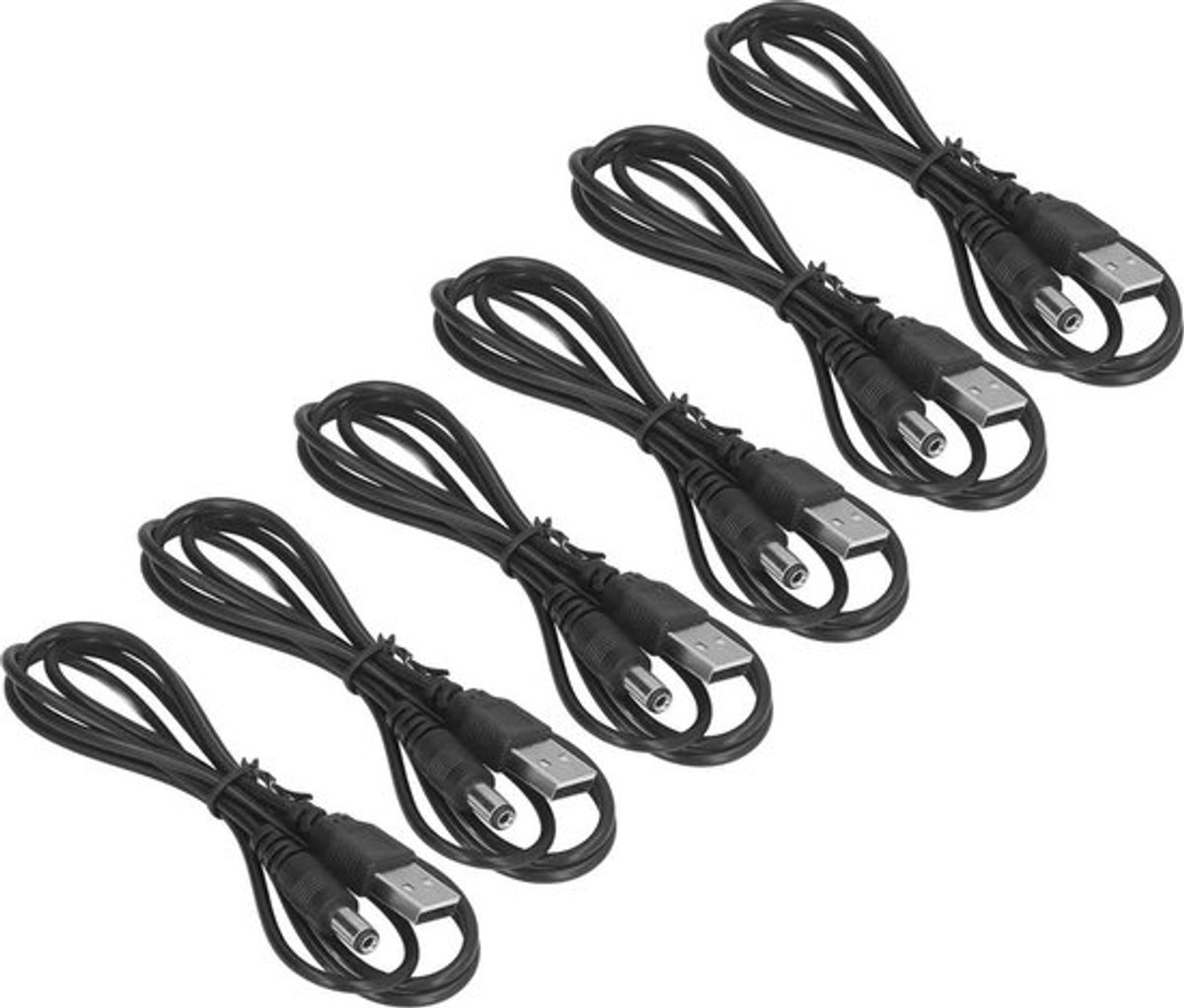 6 Stuks 5V DC USB Naar DC Voedingskabel 55x21mm Oplaadvat Jack Zwart met zoekwoorden: kopen, online .