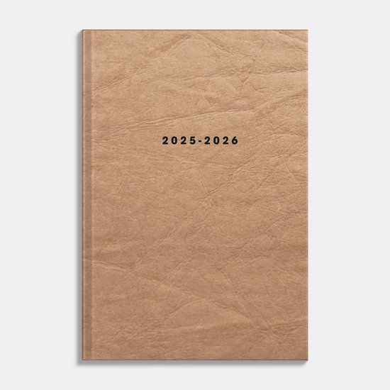 Hobbit - Luxe Schoolagenda 2025-2026 - 1 week op 2 pagina's - Harde kaft - A5 (14 x 20,5 cm) - Wash Kraft Bruin