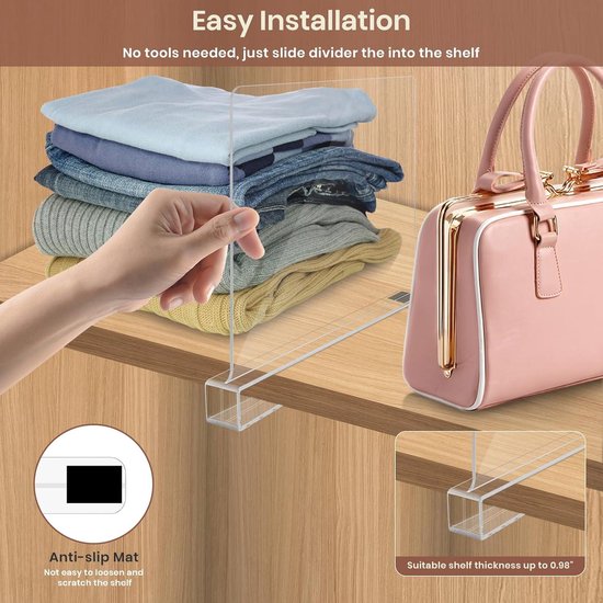 Doorzichtig Acryl Planken Verdelers - Organiseer je Kast - 6 Stuks - Transparant