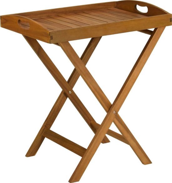 Table pliante Ambiance – Pliable et avec plateau – 60 x 42 x 65 cm – Marron