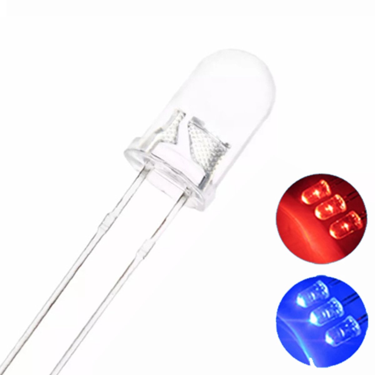 Image of 5mm Knipperende Rood/Blauw LED – Bi-Color Flitsende Diode voor modelbouw 10-stuks