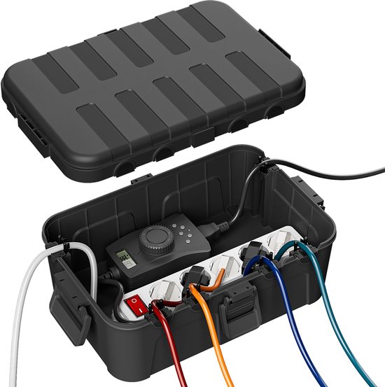 Waterdichte kabelbox voor buiten, IP54, elektrische verdeeldoos van versterkt PP-materiaal voor stekkerlijsten, verlengkabels en adapter