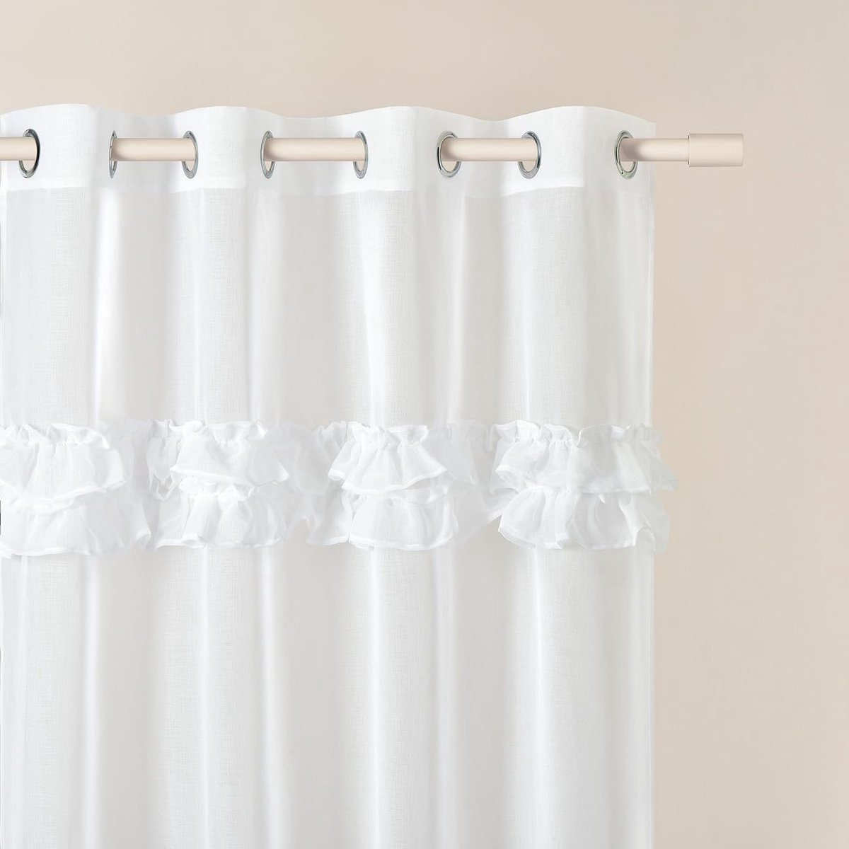 Ibenzoa Transparant Gordijn met Golvend Effect, 140x250cm - Modern en Elegant wit