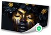 Portret, Surrealisme, Gezicht, Zwart, goud, geel, donkerbruin, metallic