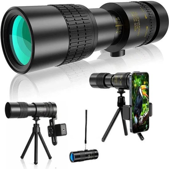 K&F Concept Monoculaire telescoop 12x50 HD mobiele telefoontelescoop met Arca-interface voor vogels kijken, jagen, wandelen, concerten (IP66 waterdicht groen
