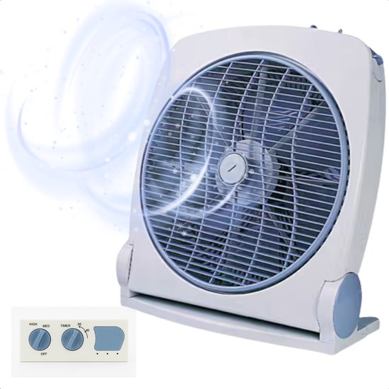 Boxventilator 35 cm Cheqo® met afstandsbediening, timer, 3 snelheden en oscillerend voor stille koeling