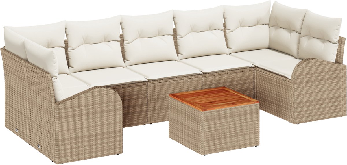 vidaXL - Tuinbank - Set - met - opslag - 8 - pcs - Beige - en - Crème - poly - rattan