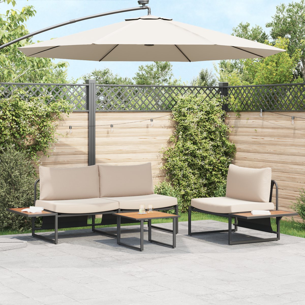 vidaXL Salontafel - Zwart - en - Bruin - 55 - x - 55 - x - 35 - cm - Gepoedercoat - staal Zwart en bruin