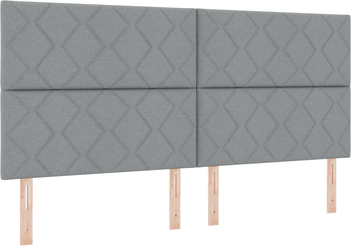 vidaXL - Boxspring - bed - met - hoofdeinde - Lichtgrijs - 200 - x - 200 - cm - Stof