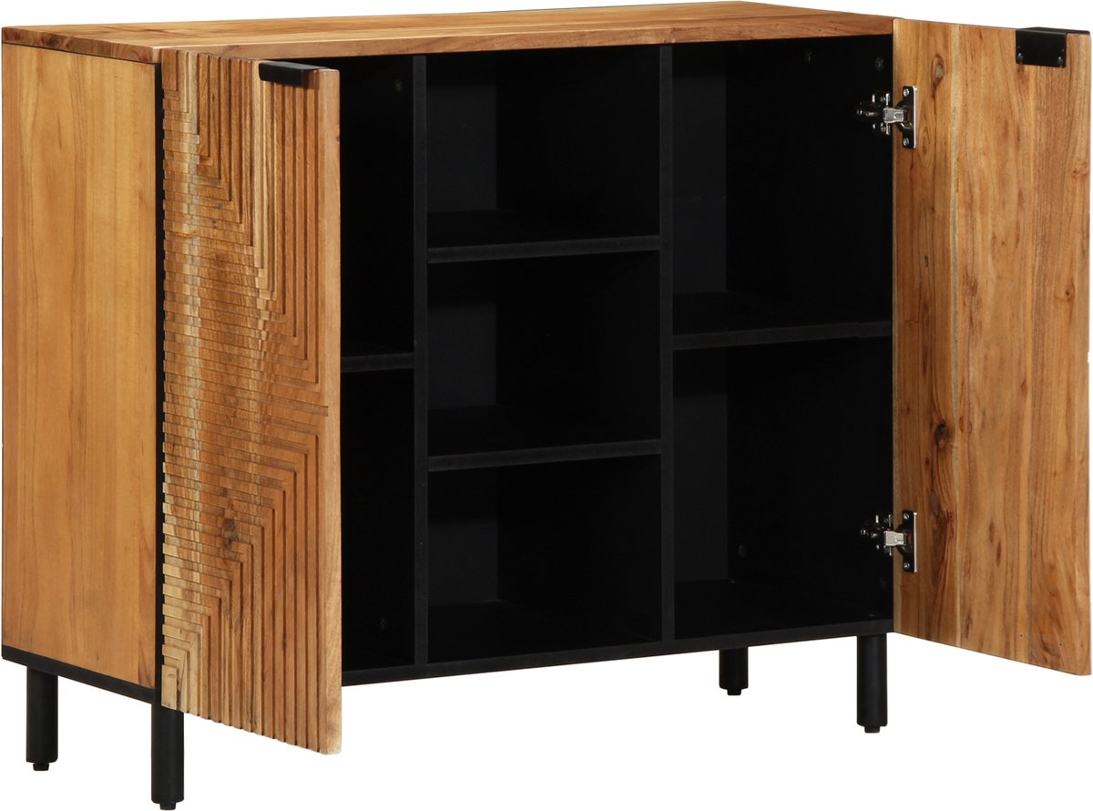 vidaXL - Dressoir - met - plank - Bruin - 90 x 33 x 75 cm - Massief - Mango - Hout