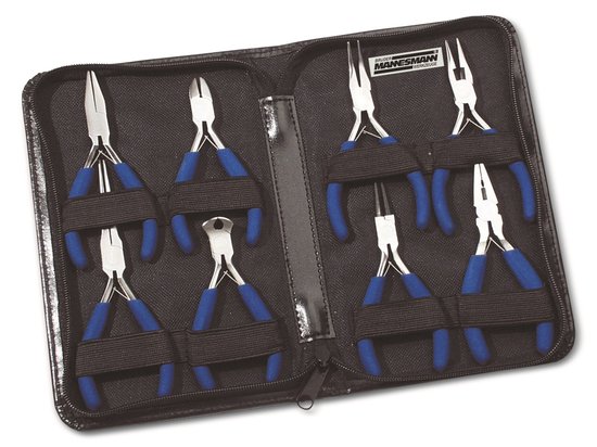 Bruder Mannesmann Tangen set 8-delig in etui - antislip greep - geslepen kop - 10 tot 14,5 cm