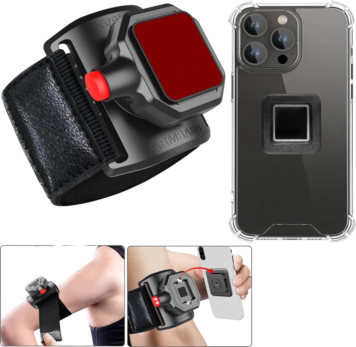 Sportarmband Met Magneet met Backcover Hoesje Geschikt voor: iPhone 14 Pro Max - Polsband - Sportband - Hardloop Armband - Bevestiging Pols of Arm - Hardlopen - Hardloopband