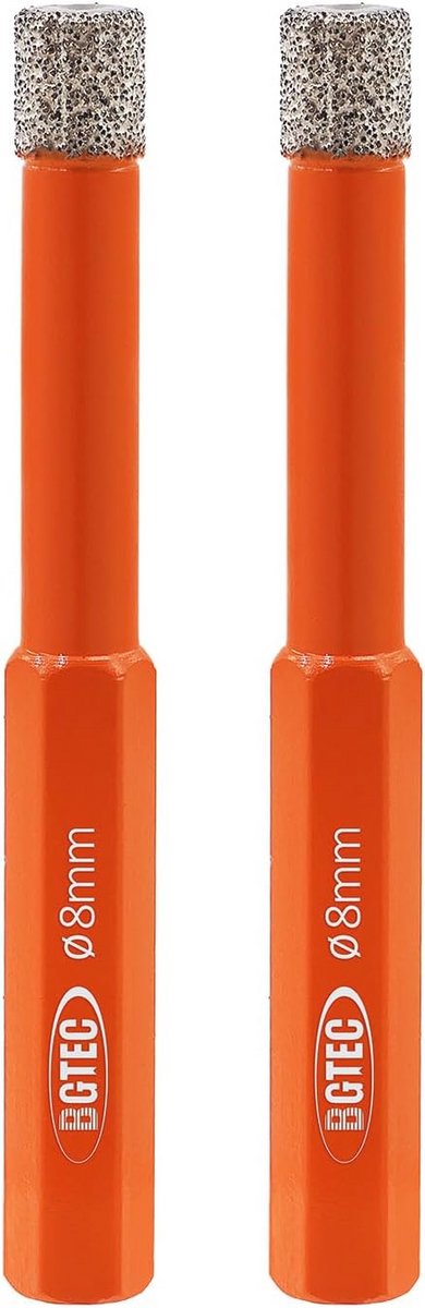 Droge Diamantboor 8mm Hex Shank - 2 Stuks voor Graniet, Marmer en Tegels