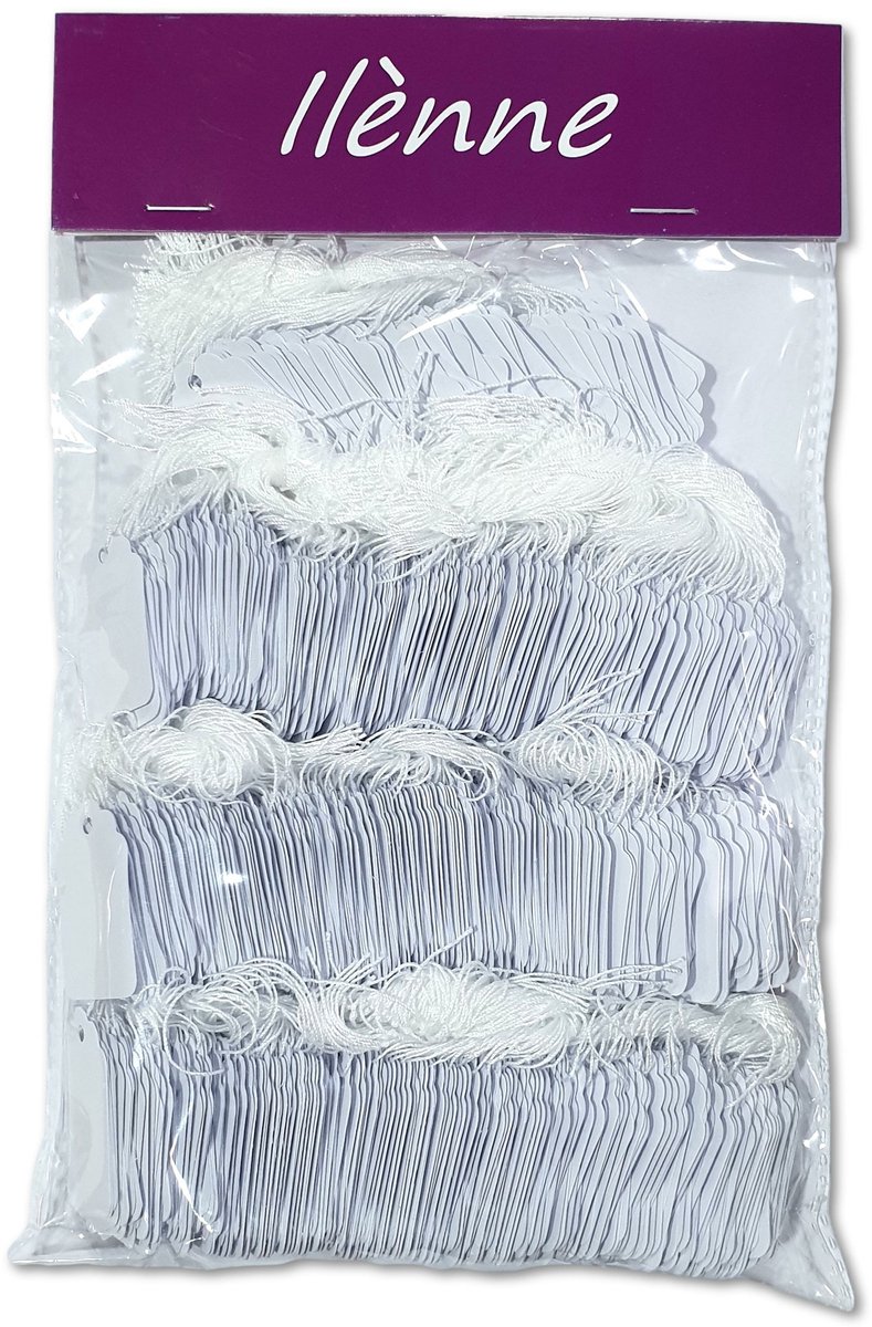 Ilènne - Witte Prijskaartjes met koord - 1000 stuks - 22x35 mm - Draadetiketten voor sieraden en kleine artikelen