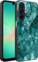Smartphonica Telefoonhoesje Geschikt voor Samsung Galaxy A26 met marmer opdruk - TPU backcover case marble design - Goud Groen geschikt voor Samsung Galaxy A26