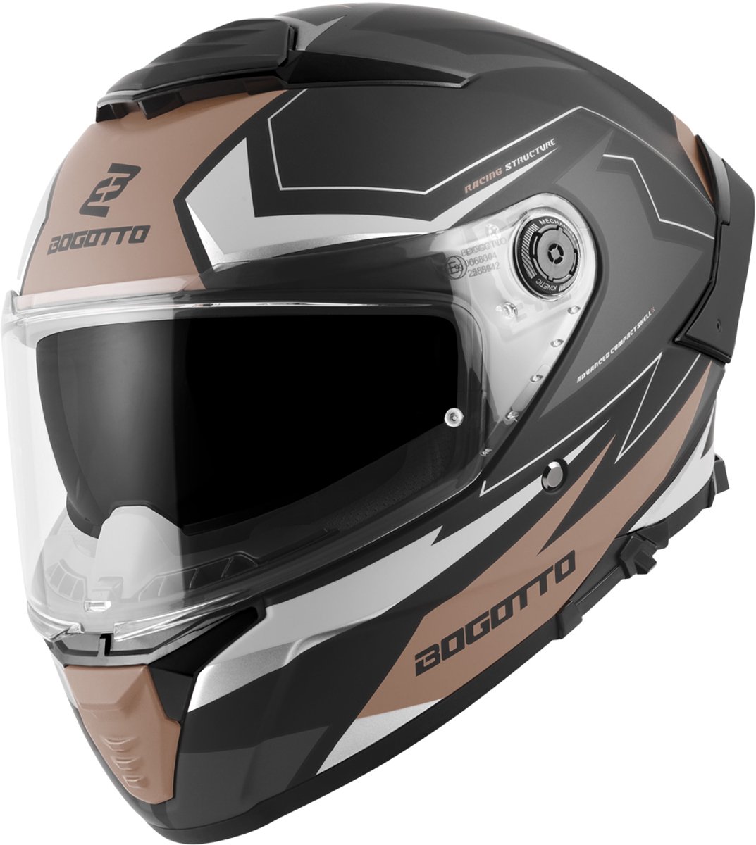 Bogotto FF118 Vilial Mat Zwart Bruin Integraalhelm - Maat M - Helm