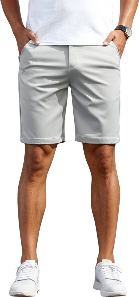 Nivard Korte Broek Heren Golfbroek Spijkerbroek met Zakken Volwassenen Jongens Shorts Grijs