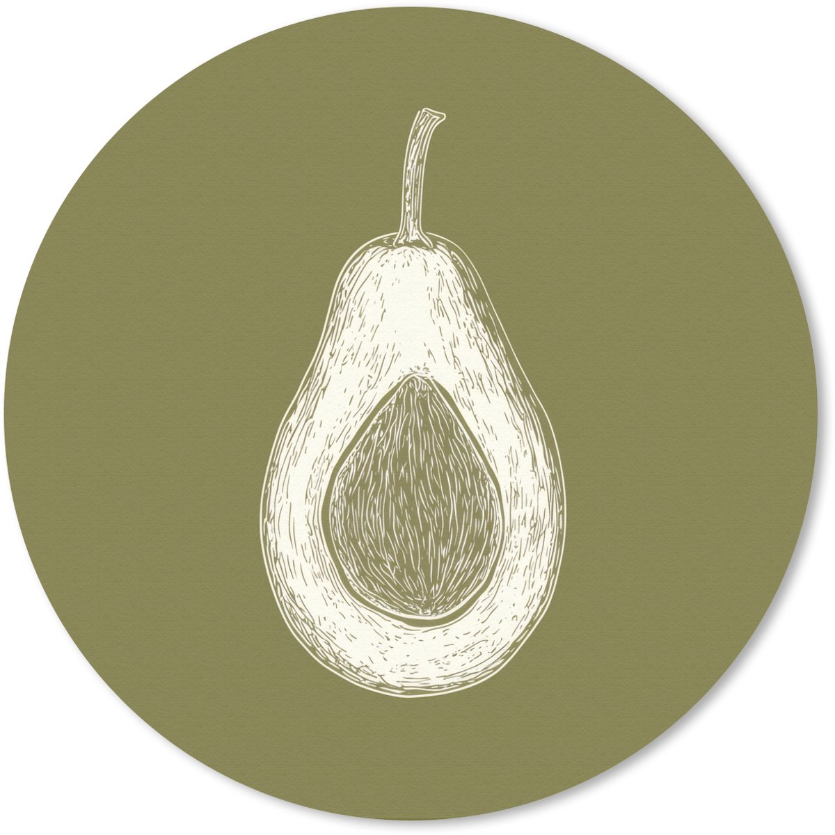 Muismat rond 50x50 cm - Mousepad Avocado - Minimalistisch - Illustratie - Groen - Ronde muismatten