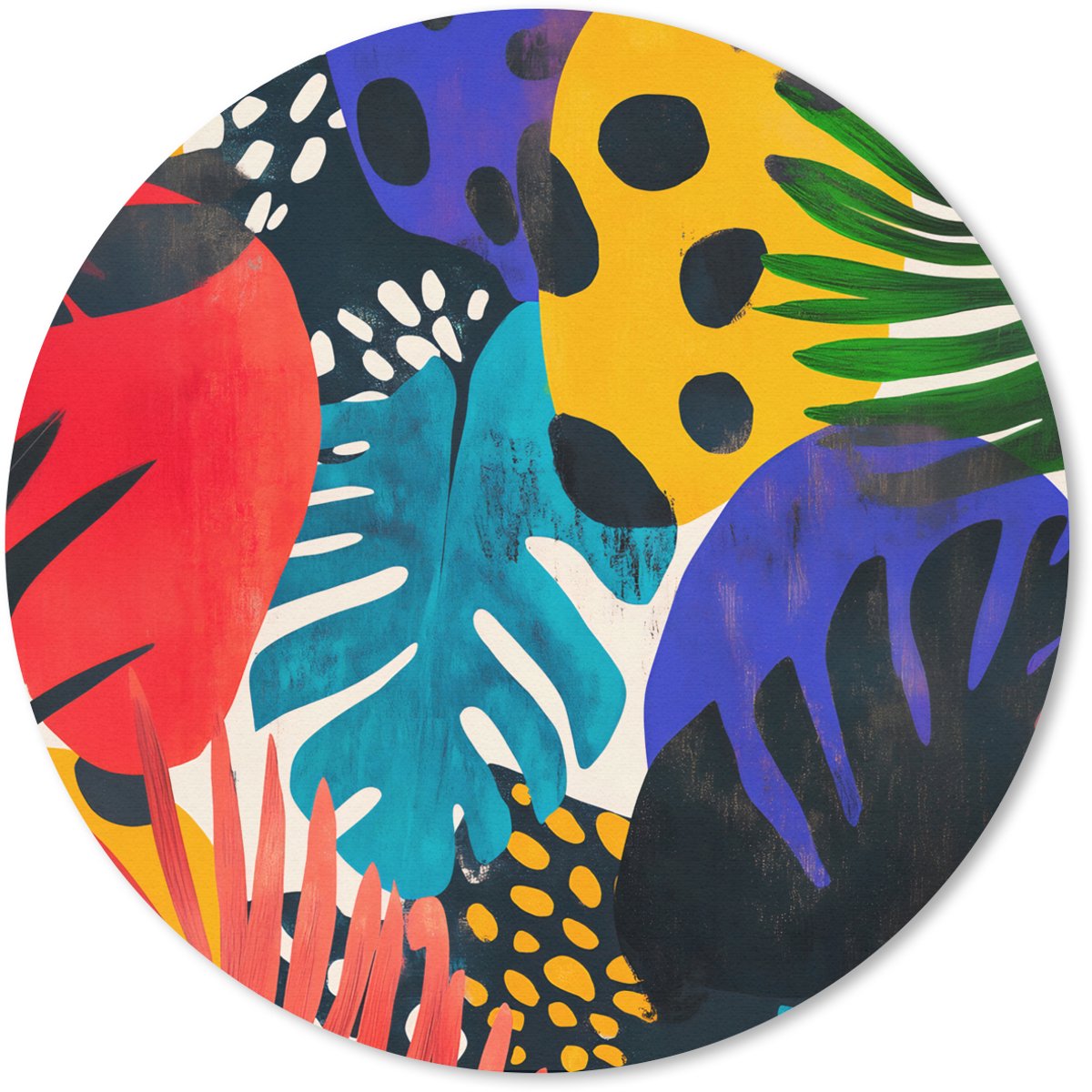 Muismat rond 50x50 cm - Mousepad Bladeren - Vormen - Abstract - Kleurrijk - Ronde muismatten