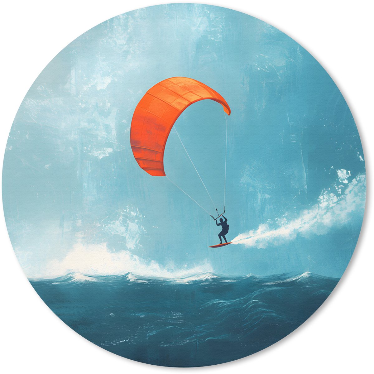Muismat rond 30x30 cm - Mousepad Kitesurfer - Oranje - Zee - Lucht - Ronde muismatten